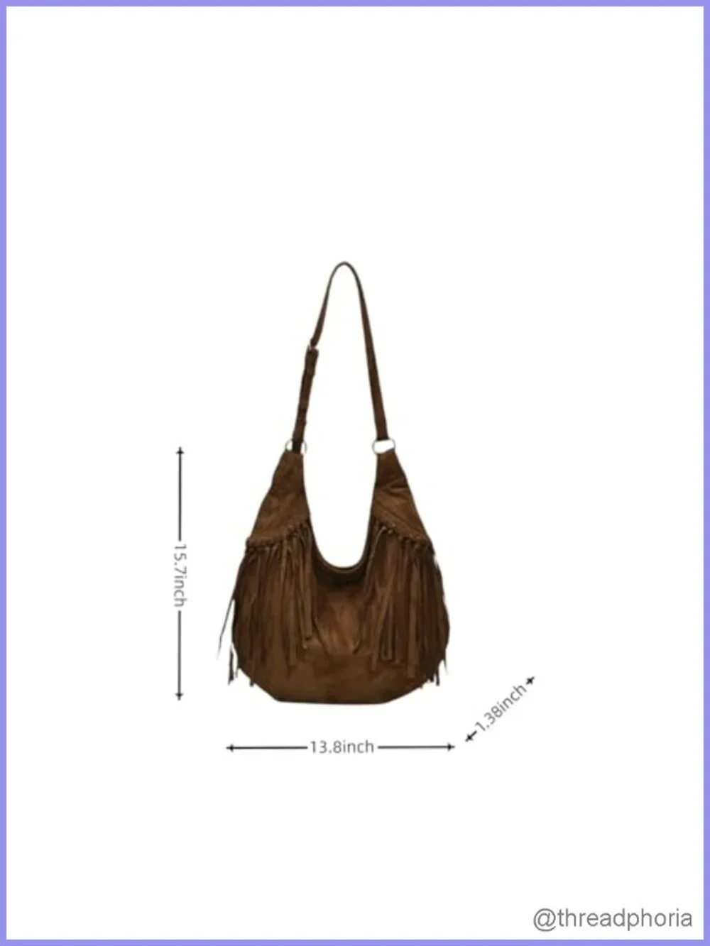 Vintage Fringe Hobo Bag Tote Shoulder Crossbody Purse Women Suede Boho